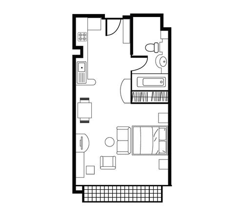 Floor plan for Shama Lakeview Asoke Studio Deluxe Apartment