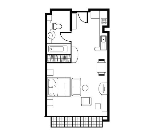 Floor plan for Shama Lakeview Asoke Studio Superior Apartment