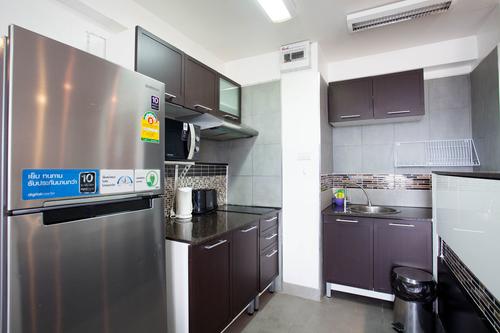 Kitchen area with modern appliances