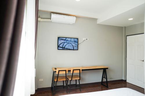 Each apartment comes with a laptop friendly work table