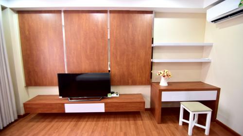 The one bedroom apartments offers a large LCD TV